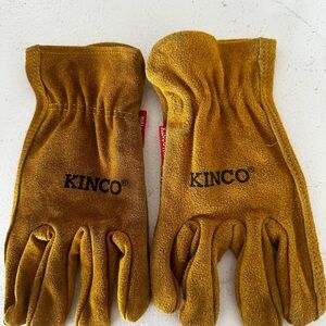 KINCO leather Kids Work Gloves in Mustard Yellow